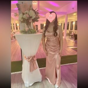 Rose ruched dress for bridesmaid or special occasion